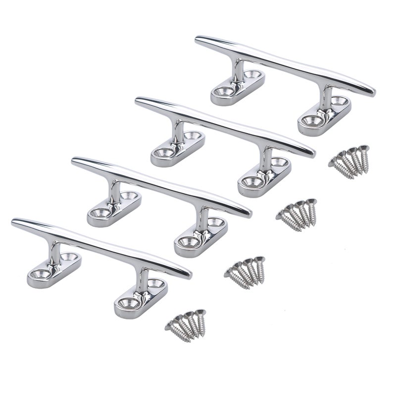 Thorn Boat Dock 4 Inch Cleat Marine Stainless Steel Open Base Cleats (4-in 4-Pack) - Image 1